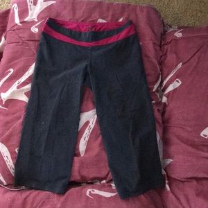 champion gray yoga pants pink striped